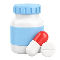 Icône 3D de flacons de médicaments représentant une pharmacie