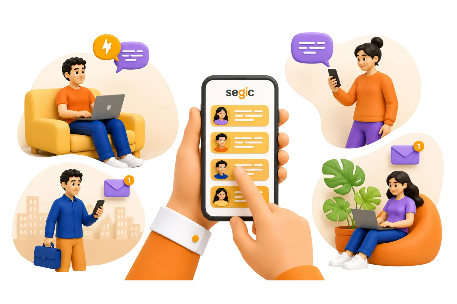 E application mobile Segic utilisée par différents profils d'utilisateurs pour communiquer