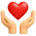 Two open hands holding a heart