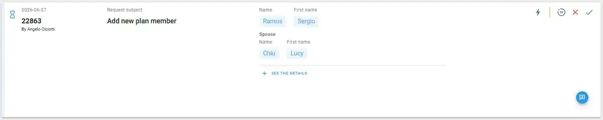 Change request in the admin view with hold, refuse and accept actions